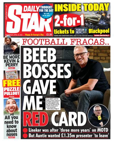 Daily Star Newspaper Front Page (UK) for 23 April 2025