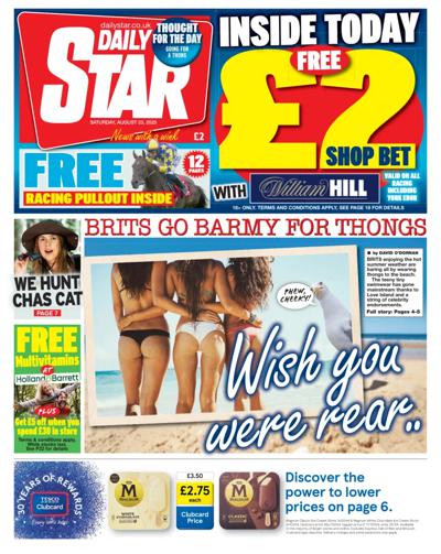 Daily Star Newspaper Front Page (UK) for 23 August 2025