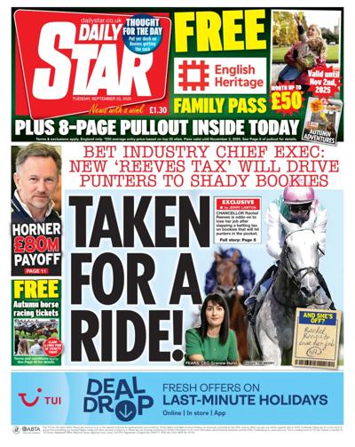 Daily Star Newspaper Front Page (UK) for 23 September 2025