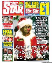 Daily Star (UK) Newspaper Front Page for 24 December 2020