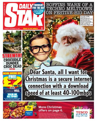 Daily Star Newspaper Front Page (UK) for 24 December 2024