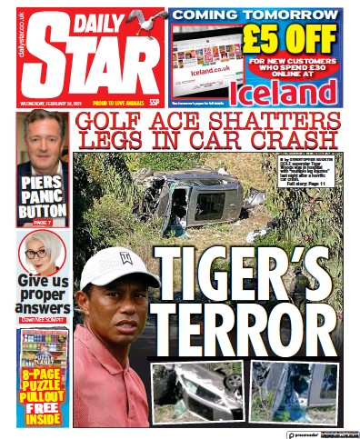 Daily Star Newspaper Front Page (UK) for 24 February 2021