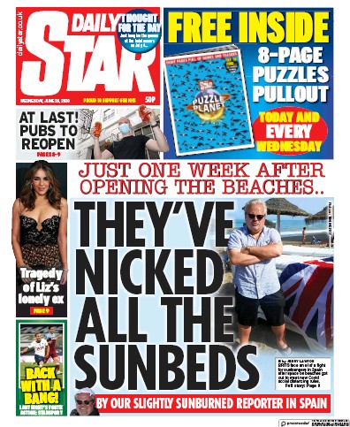 Daily Star Newspaper Front Page (UK) for 24 June 2020