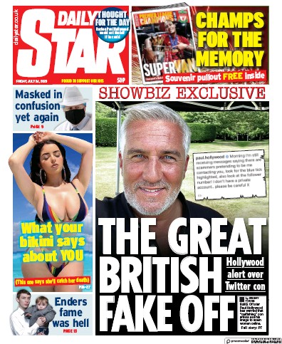 Daily Star Newspaper Front Page (UK) for 24 July 2020