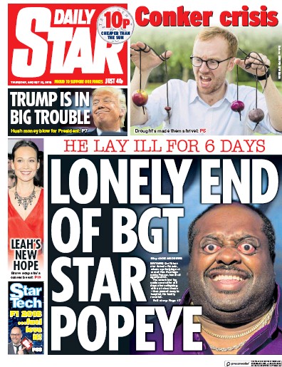 Daily Star Newspaper Front Page (UK) for 24 August 2018