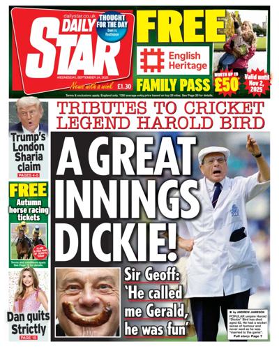 Daily Star Newspaper Front Page (UK) for 24 September 2025