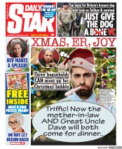 Daily Star (UK) Newspaper Front Page for 25 November 2020