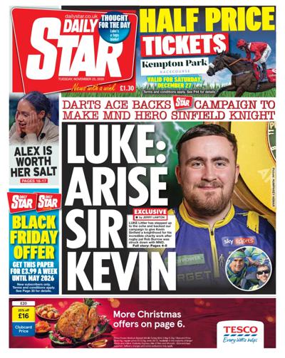Daily Star Newspaper Front Page (UK) for 25 November 2025