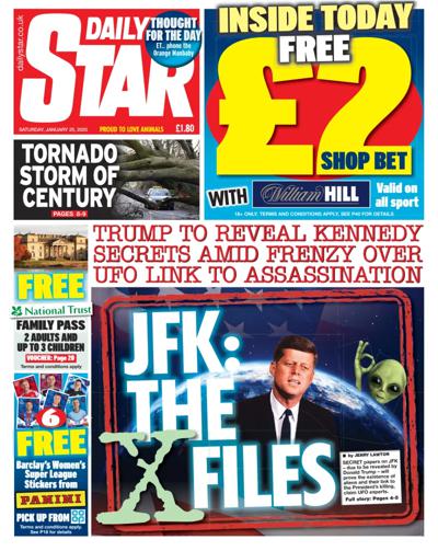 Daily Star Newspaper Front Page (UK) for 25 January 2025