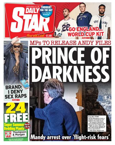 Daily Star Newspaper Front Page (UK) for 25 February 2026