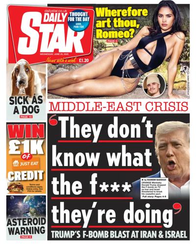 Daily Star Newspaper Front Page (UK) for 25 June 2025