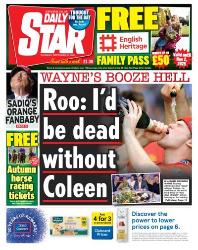 Daily Star Newspaper Front Page (UK) for 25 September 2025