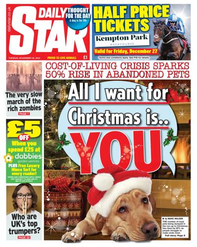 Daily Star Newspaper Front Page (UK) for 26 November 2024