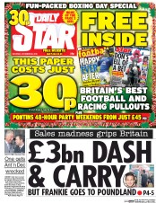 Daily Star (UK) Newspaper Front Page for 26 December 2015