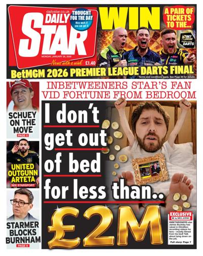 Daily Star Newspaper Front Page (UK) for 26 January 2026