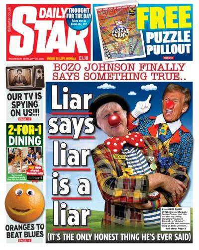 Daily Star Newspaper Front Page (UK) for 26 February 2025