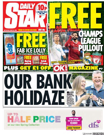 Daily Star Newspaper Front Page (UK) for 26 May 2018