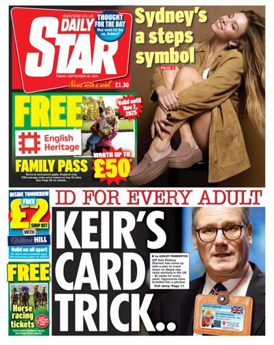 Daily Star Newspaper Front Page (UK) for 26 September 2025
