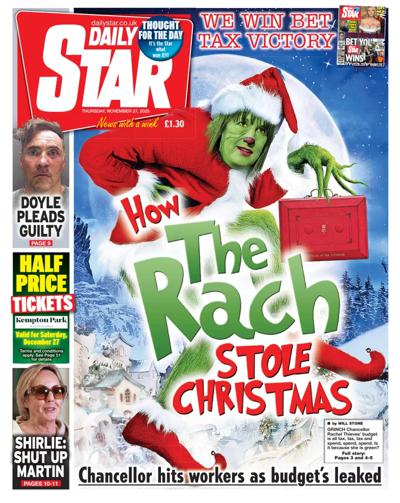 Daily Star Newspaper Front Page (UK) for 27 November 2025