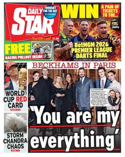 Daily Star Newspaper Front Page (UK) for 27 January 2026