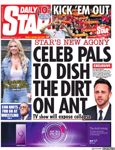 Daily Star Newspaper Front Page (UK) for 27 March 2019