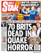 Daily Star (UK) Newspaper Front Page for 27 April 2015