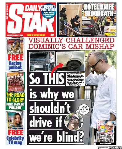 Daily Star Newspaper Front Page (UK) for 27 June 2020