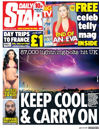 Daily Star Newspaper Front Page (UK) for 28 July 2018