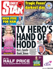 Daily Star (UK) Newspaper Front Page for 29 October 2018