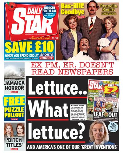 Daily Star Newspaper Front Page (UK) for 29 October 2025