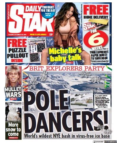 Daily Star Newspaper Front Page (UK) for 29 December 2020