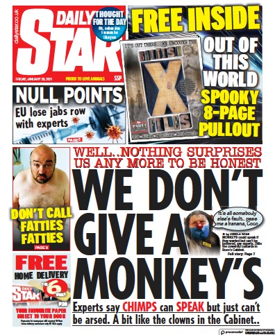 Daily Star Newspaper Front Page (UK) for 29 January 2021