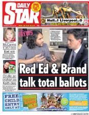 Daily Star (UK) Newspaper Front Page for 29 April 2015