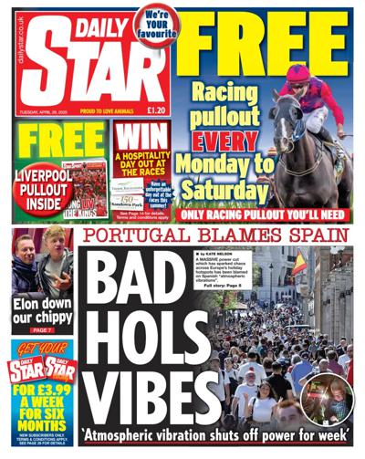 Daily Star Newspaper Front Page (UK) for 29 April 2025