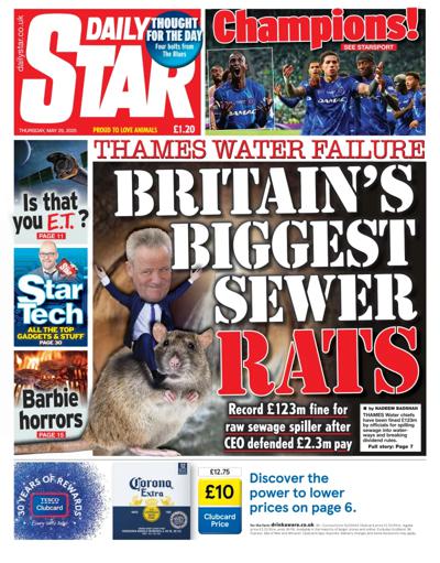 Daily Star Newspaper Front Page (UK) for 29 May 2025