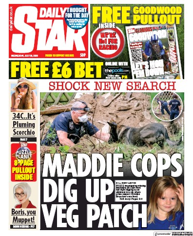 Daily Star Newspaper Front Page (UK) for 29 July 2020