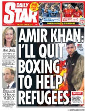 Daily Star (UK) Newspaper Front Page for 2 October 2015