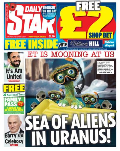 Daily Star Newspaper Front Page (UK) for 2 November 2024