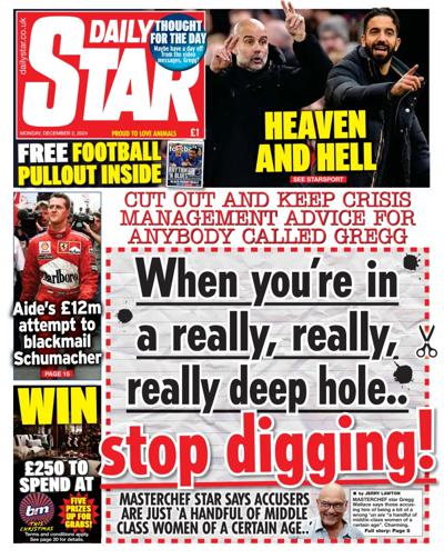 Daily Star Newspaper Front Page (UK) for 2 December 2024