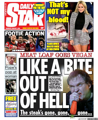 Daily Star Newspaper Front Page (UK) for 2 January 2020