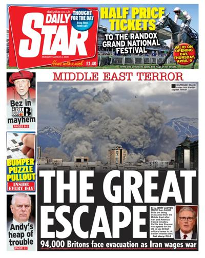 Daily Star Newspaper Front Page (UK) for 2 March 2026