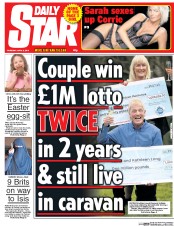 Daily Star (UK) Newspaper Front Page for 2 April 2015