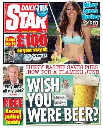 Daily Star Newspaper Front Page (UK) for 2 June 2025