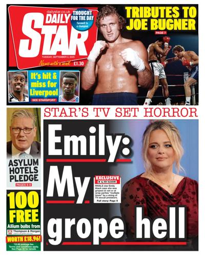 Daily Star Newspaper Front Page (UK) for 2 September 2025