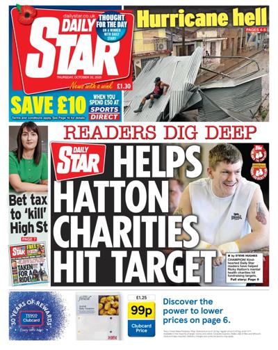 Daily Star Newspaper Front Page (UK) for 30 October 2025