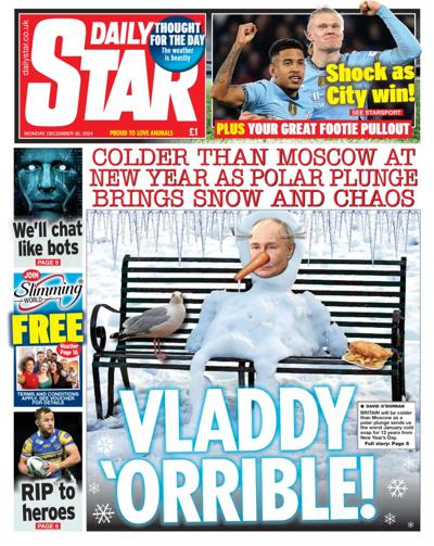 Daily Star Newspaper Front Page (UK) for 30 December 2024