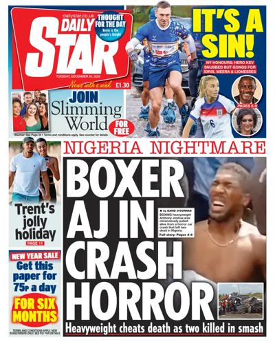 Daily Star Newspaper Front Page (UK) for 30 December 2025
