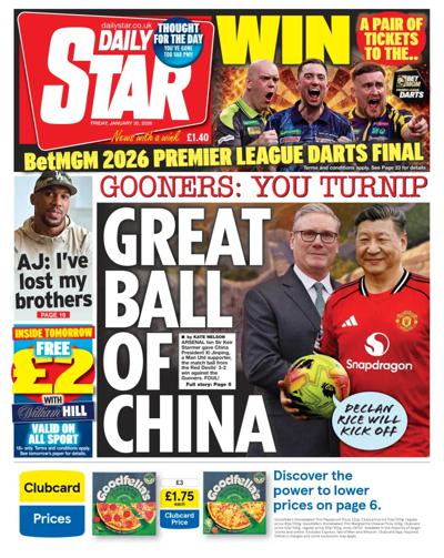 Daily Star Newspaper Front Page (UK) for 30 January 2026