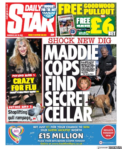 Daily Star Newspaper Front Page (UK) for 30 July 2020