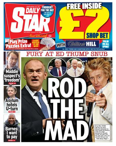 Daily Star Newspaper Front Page (UK) for 30 August 2025